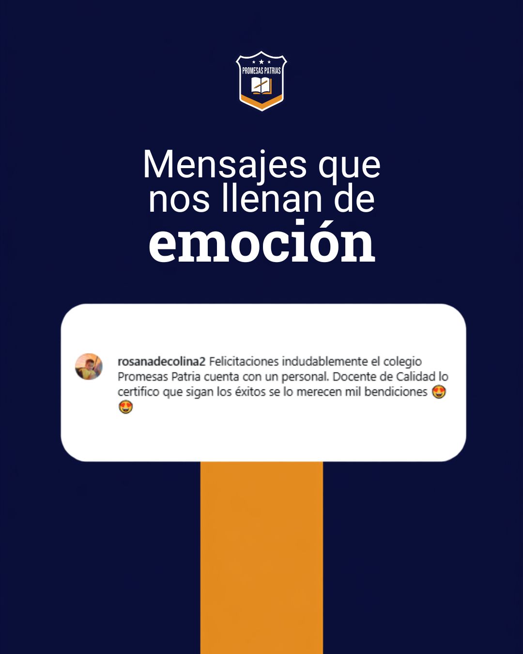 Comentario en Instagram: el Colegio Promesas Patrias cuenta con un personal docente de calidad, lo certifico