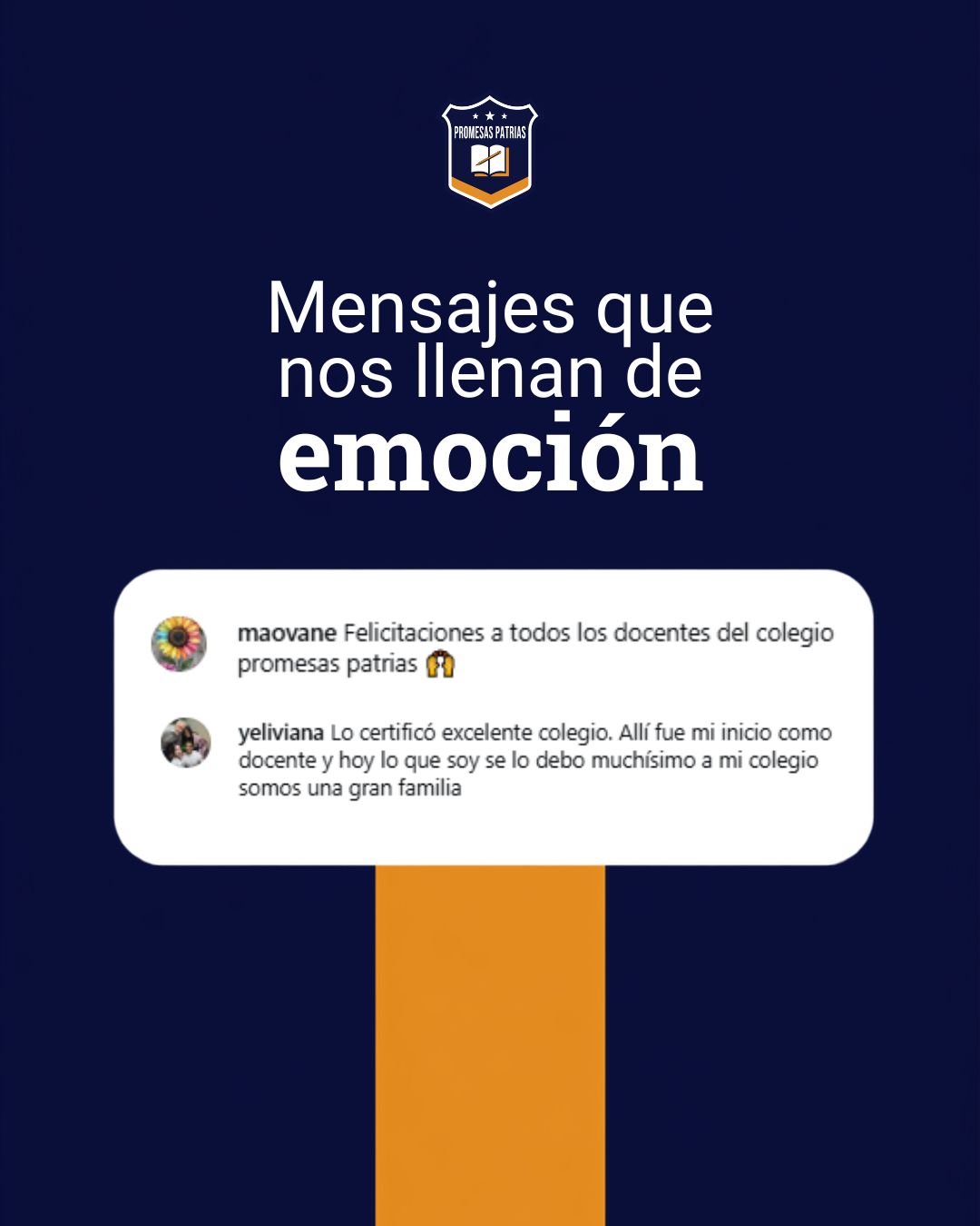 Comentario en Instagram de una docente: allí fue mi inicio como docente y hoy lo que soy se lo debo a mi colegio, somos una gran familia