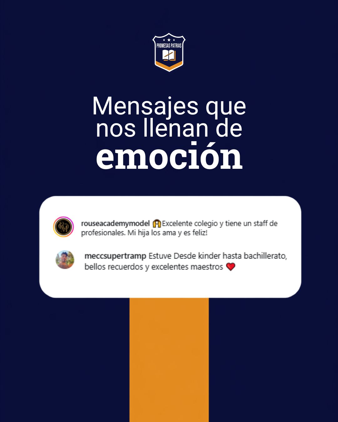 Comentario en Instagram de un egresado: estuve desde kínder hasta bachillerato, bellos recuerdos y excelentes maestros